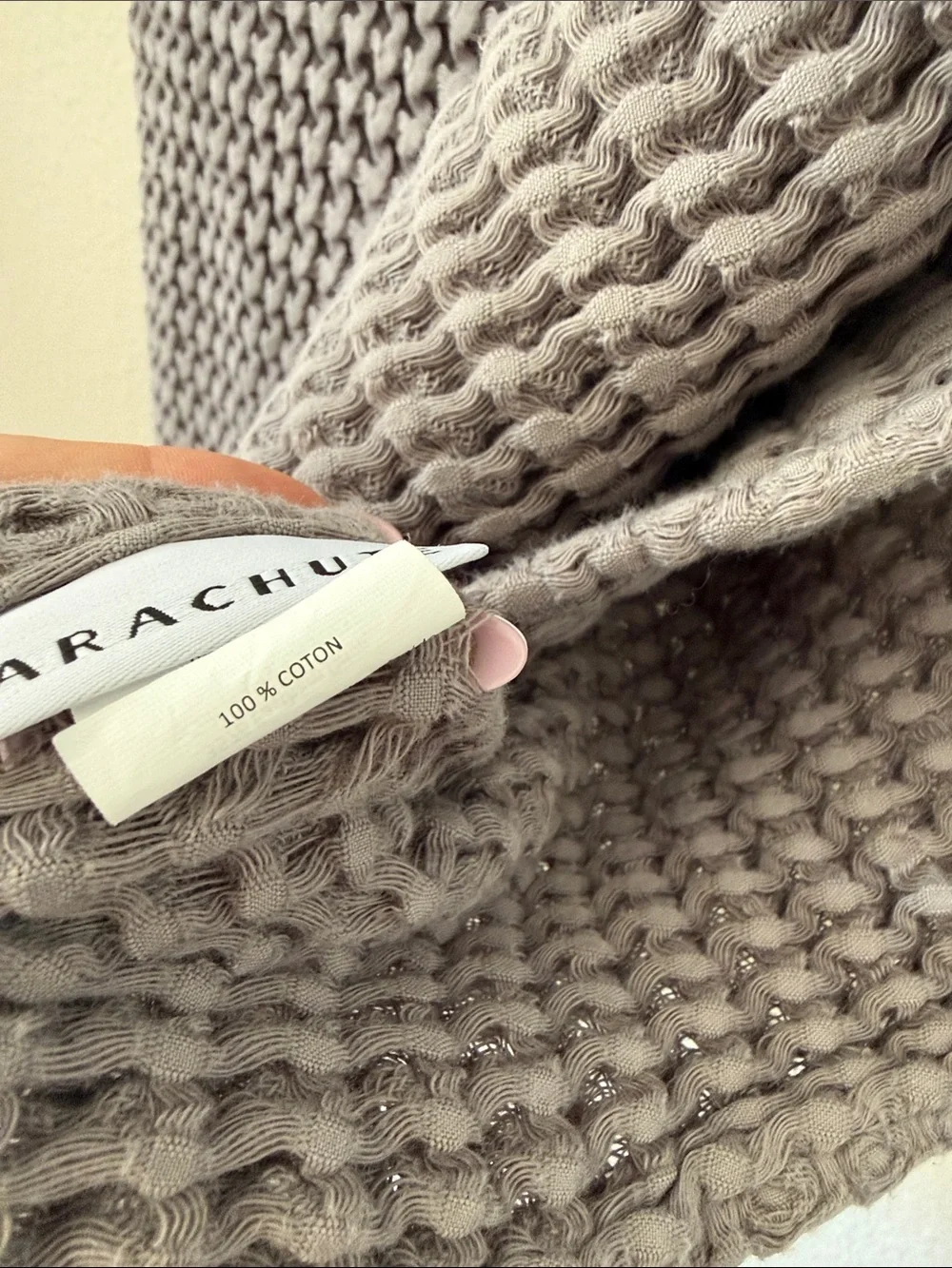 Parachute Waffle Textured Bath Towel Set of 2 Gray 100% Cotton